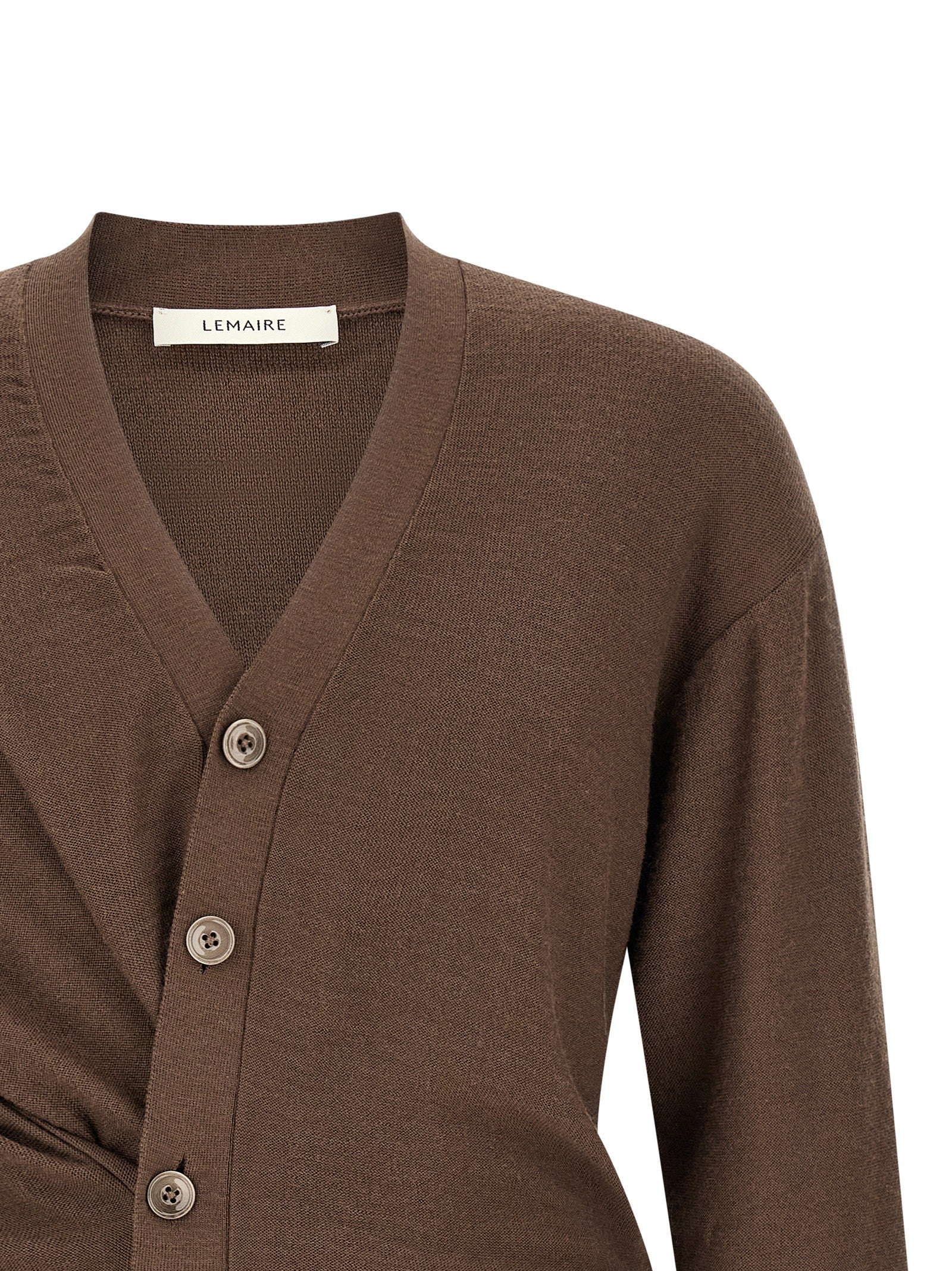 Lemaire Relaxed Twisted Cardigan Brown