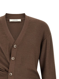 Lemaire Relaxed Twisted Cardigan Brown