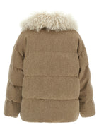 Yves Salomon Army Removable Insert Down Jacket Beige, view 2