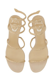 Rene Caovilla women’s Sandalo Cleo beige high-heeled sandals with gold-tone rhinestone-embellished straps