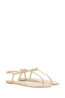 Rene Caovilla women’s sandalo diana beige t-strap sandals with delicate rhinestone detailing on straps and edges