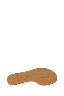 Tan leather sole with subtle embossed logo and size marking on rene caovilla womens sandalo diana beige sandal