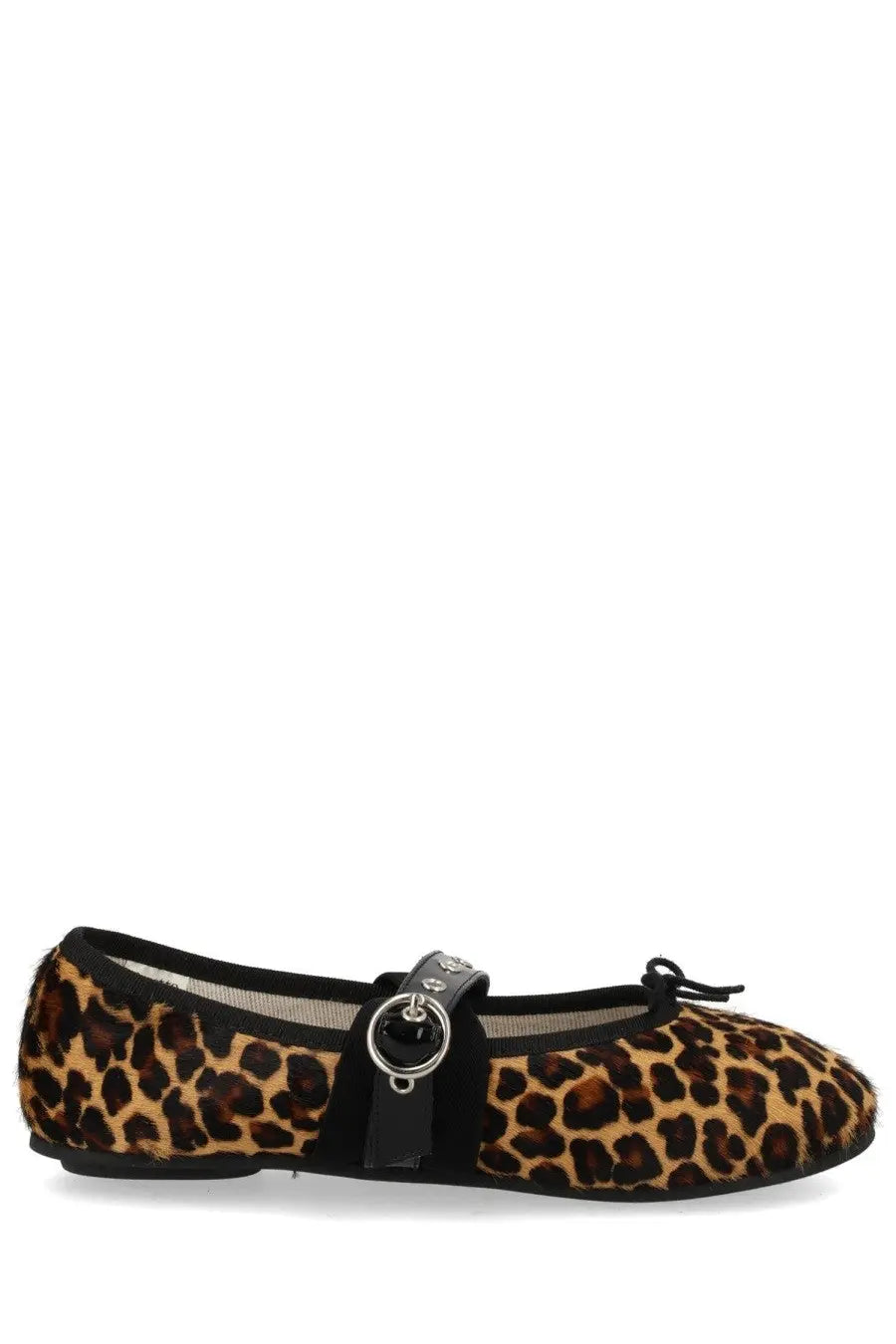 Repetto women’s ballerina ballet twist leopard print flat shoe with black buckle strap and soft suede texture