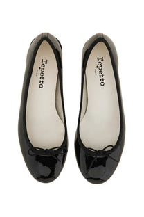 Repetto women’s ballerina camille black patent leather ballet flats with classic bow at the toe