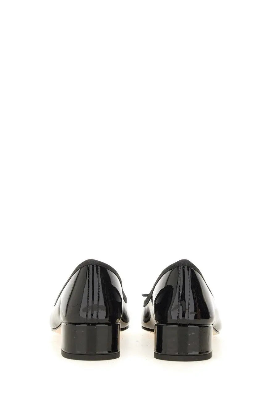 Repetto women’s ballerina Camille black patent leather loafers with glossy finish and low block heels
