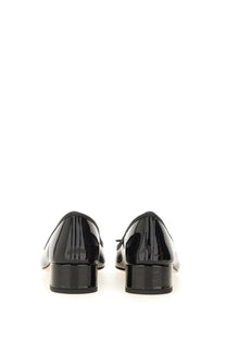 Repetto women’s ballerina Camille black patent leather loafers with glossy finish and low block heels