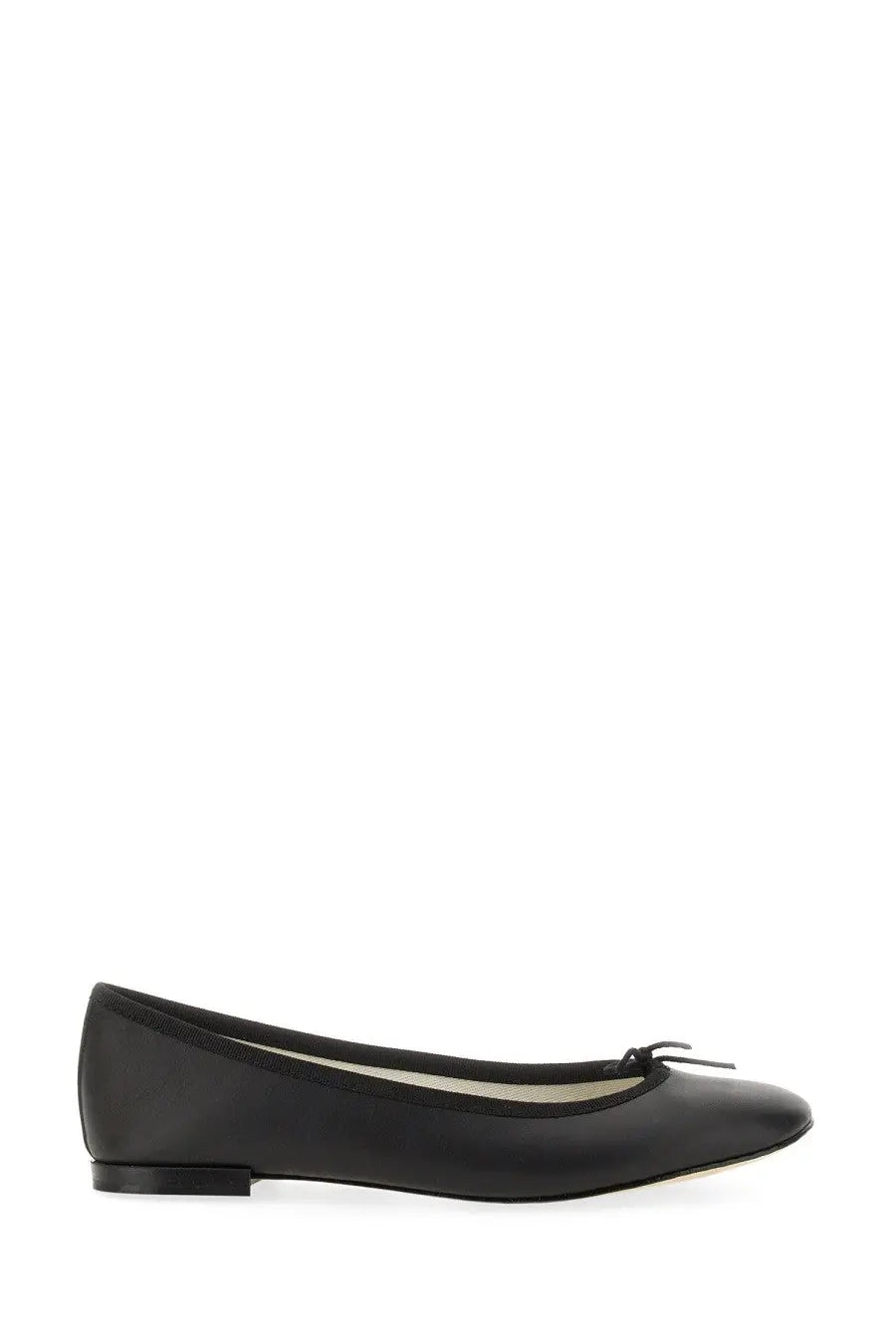 Repetto women’s black satin ballerina flat with small bow at toe elegant comfortable dance shoe