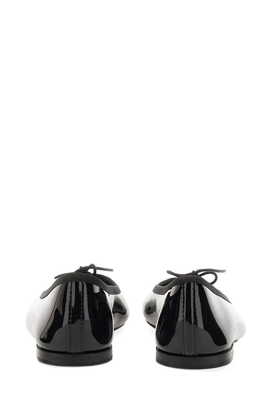 Repetto women’s ballerina lili black patent leather flats with white toe caps and black laces
