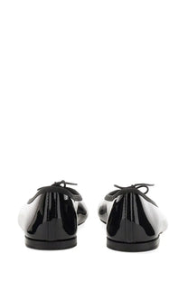 Repetto women’s ballerina lili black patent leather flats with white toe caps and black laces