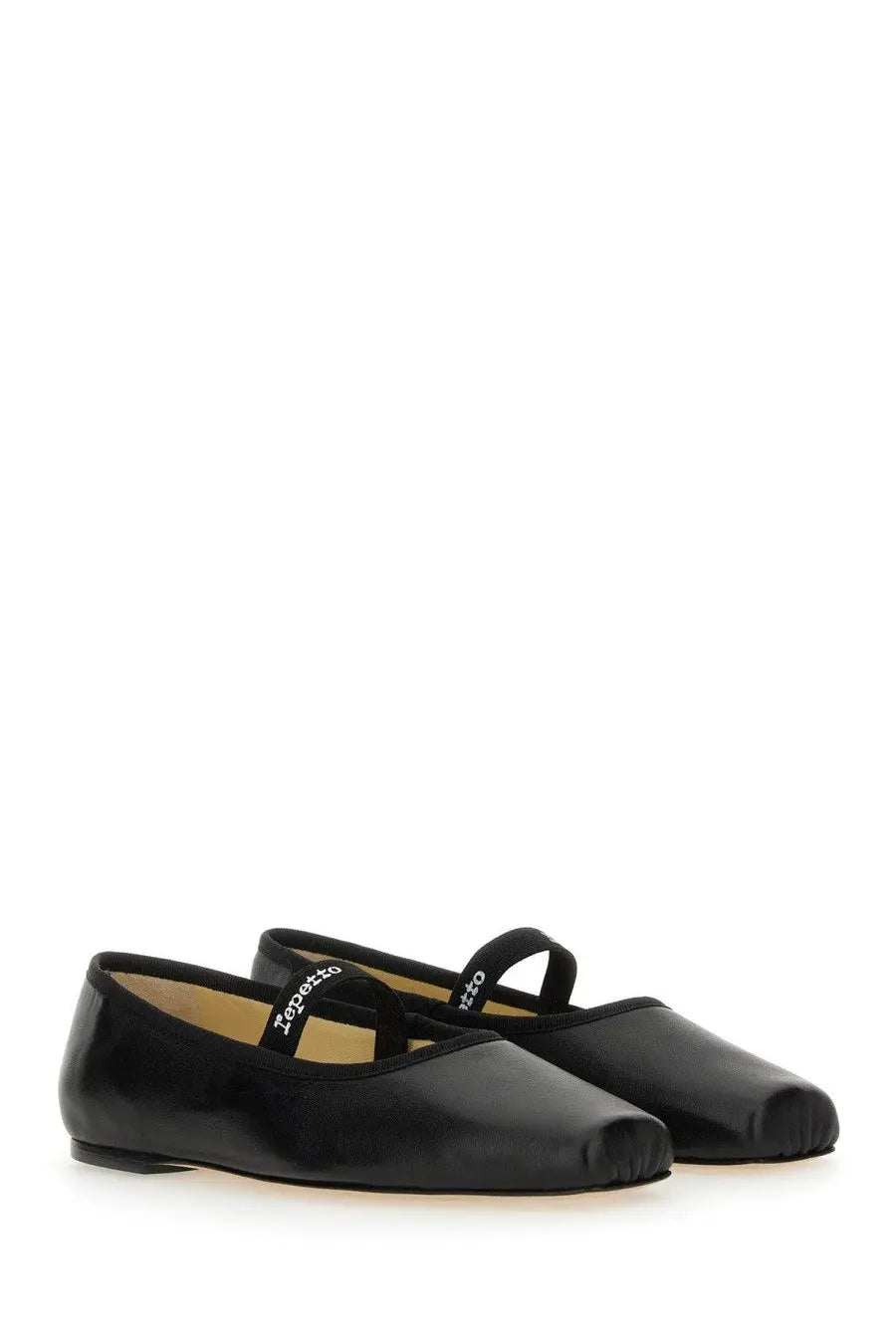 Repetto women’s ballerina lisbeth black black leather mary jane flats with sleek minimalist design and loretta logo strap
