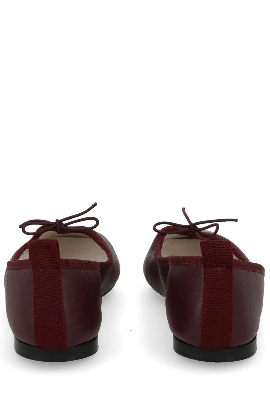 Repetto women’s dancer garance red burgundy leather ballet flats with ribbon tie and black sole