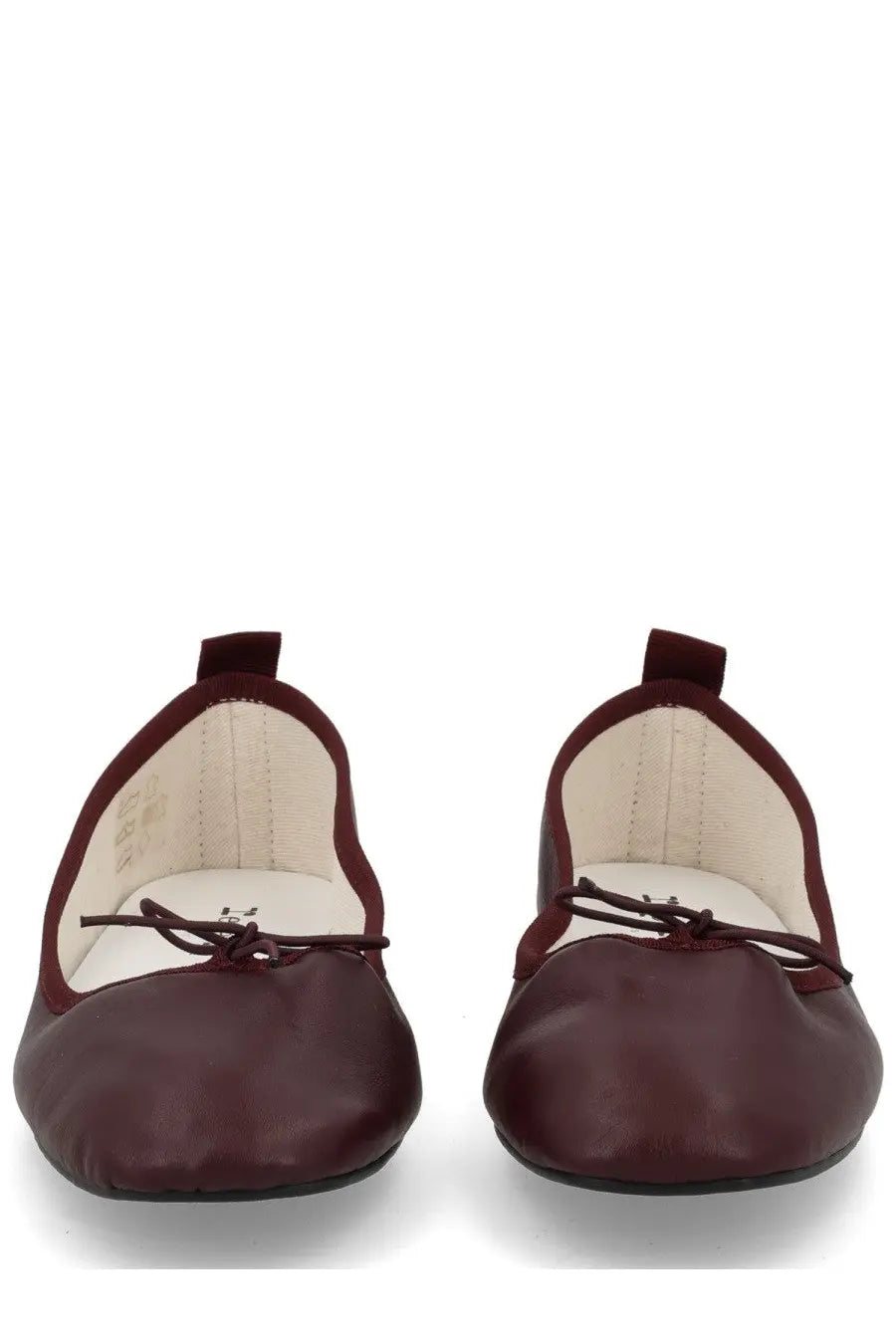 Repetto women’s dancer garance red burgundy leather ballet flats with a small bow at the front