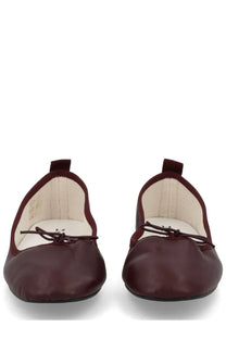 Repetto women’s dancer garance red burgundy leather ballet flats with a small bow at the front