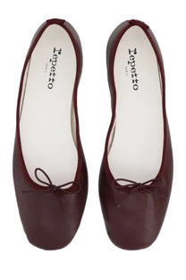 Repetto women’s dancer garance red burgundy leather ballet flats with small bow at the toe