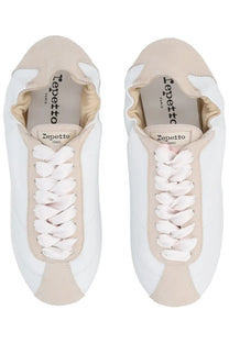 Repetto women’s sneaker tennis multicolor beige and white leather low-top sneakers with braided laces