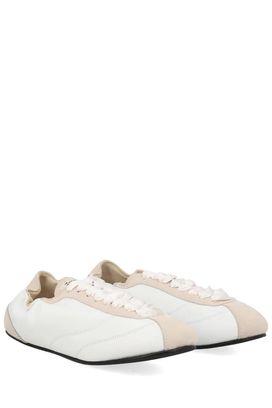 Repetto women’s sneaker tennis multicolor in white and beige leather with minimalist design front view