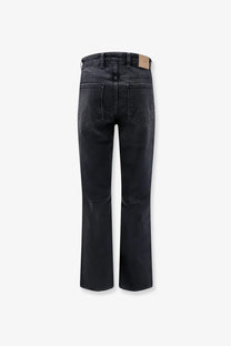 Represent men’s boot cut jeans black made of denim with a straight-leg cut and subtle distressing at the knees