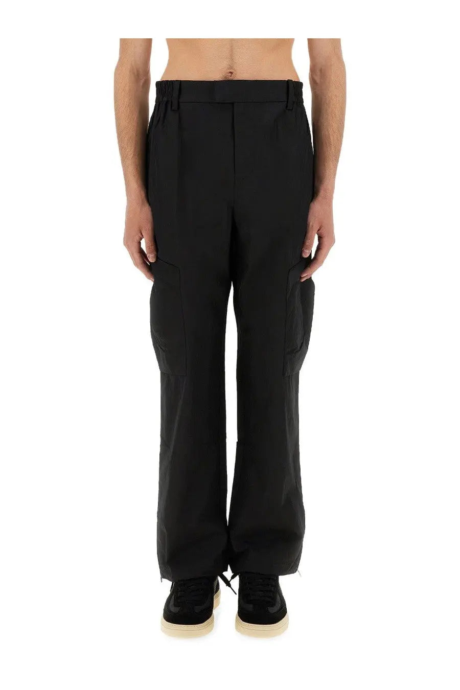 Black cargo pants from represent men’s cargo tech pants featuring a sleek straight-leg cut with prominent side pockets
