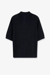 Black represent men’s cotton blend shirt with ribbed knit body and sheer mesh long sleeves
