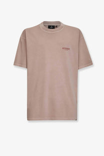 Represent men’s cotton shirt grey soft beige oversized crew neck with subtle represent logo embroidered on left chest