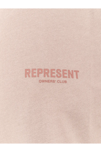 Represent men’s cotton shirt grey featuring a soft blush pink fabric with a subtle rose-colored logo across the chest