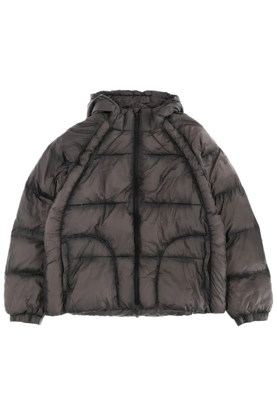 Represent men’s down jacket black dark gray puffer jacket with hood and quilted design for cold weather wear
