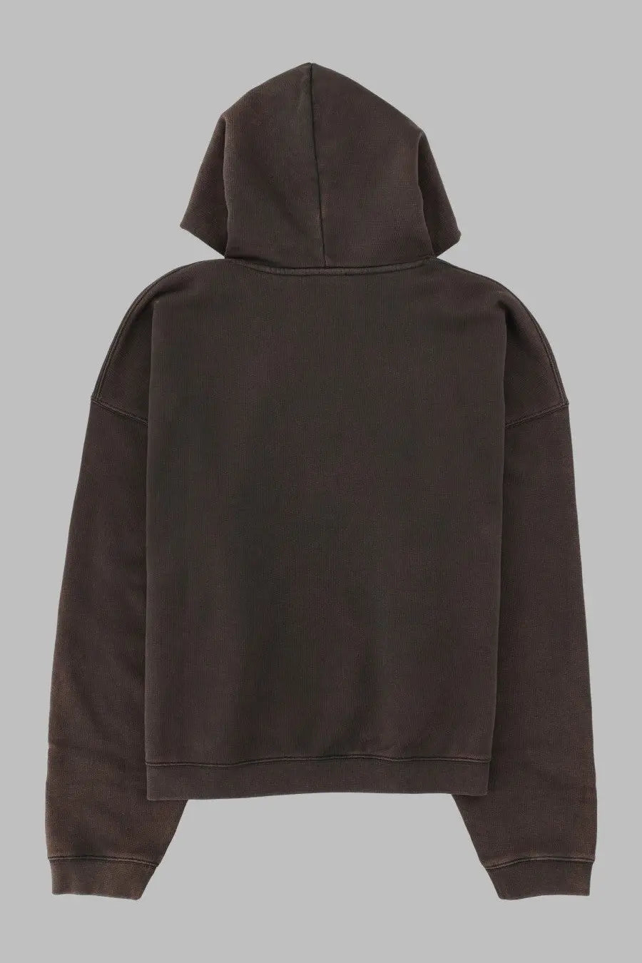 Represent mens felpa boxy oversized brown dark brown cropped hoodie with relaxed fit and ribbed cuffs