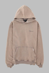Beige represent men’s felpa con grey hooded sweatshirt with subtle embroidered logo and front kangaroo pocket