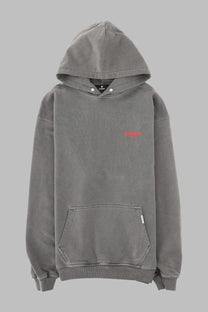 Represent men’s felpa track grey hoodie in gray with white drawstrings and red embroidered chest logo