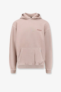 Represent men’s owners club cotton hoodie grey with soft blush pink fabric subtle represent logo and ribbed cuffs