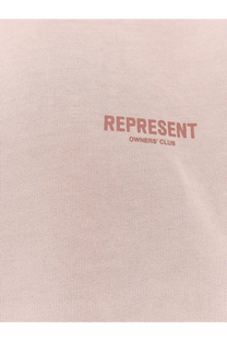 Represent men’s owners club cotton hoodie in grey featuring a soft blush pink cotton t-shirt with rose logo print