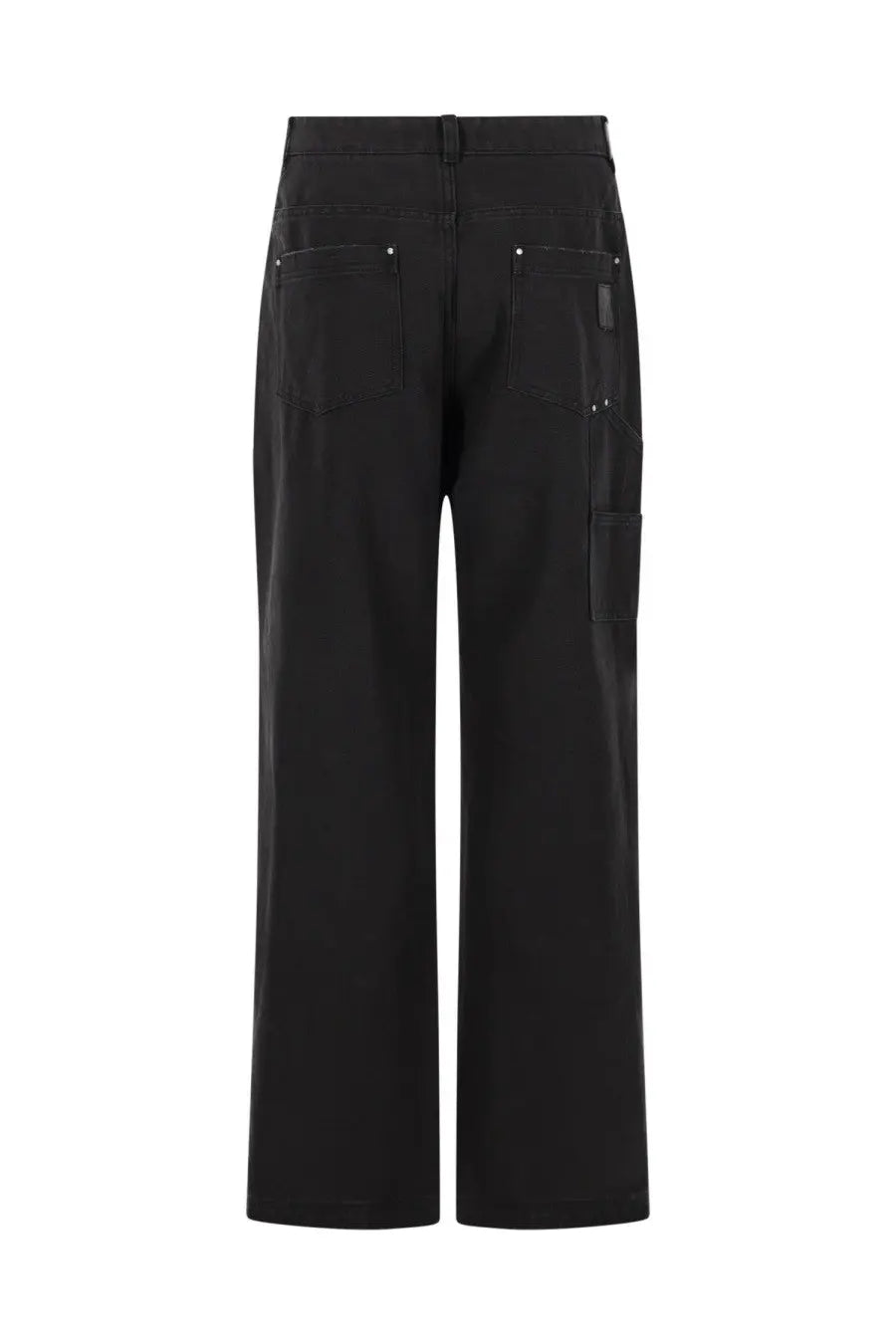 Represent mens pantalone carpenter black wide-leg cargo pants with multiple pockets and subtle stitching details