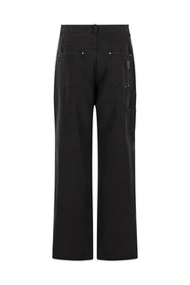 Represent mens pantalone carpenter black wide-leg cargo pants with multiple pockets and subtle stitching details