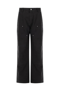 Represent men’s pantalone carpenter black wide-leg trousers with subtle white button accents on pockets and waistband