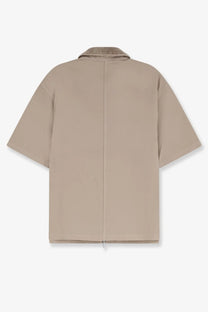Beige short-sleeved jacket with ribbed collar and zipper featured in represent mens ramona cotton shirt green product image