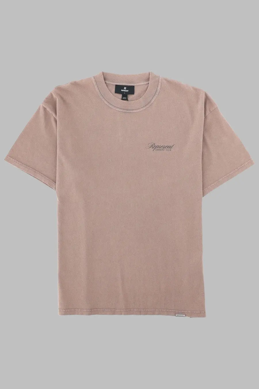 Represent men’s shirt con beige soft blush pink relaxed-fit cotton t-shirt with subtle embroidered chest logo