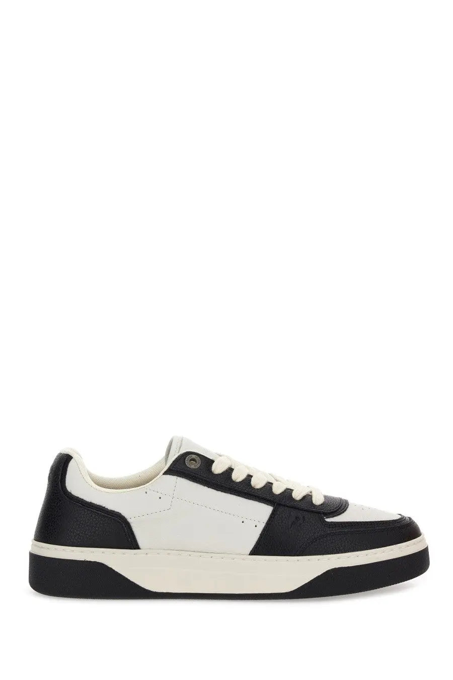 Black and white Represent men’s sneaker initial low-top with contrasting leather panels and minimalist design