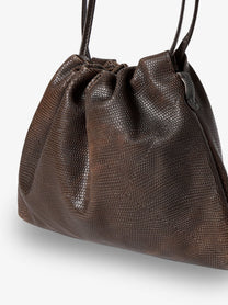 Brunello Cucinelli Women's Reptile Print Leather Crossbody Bag Gold