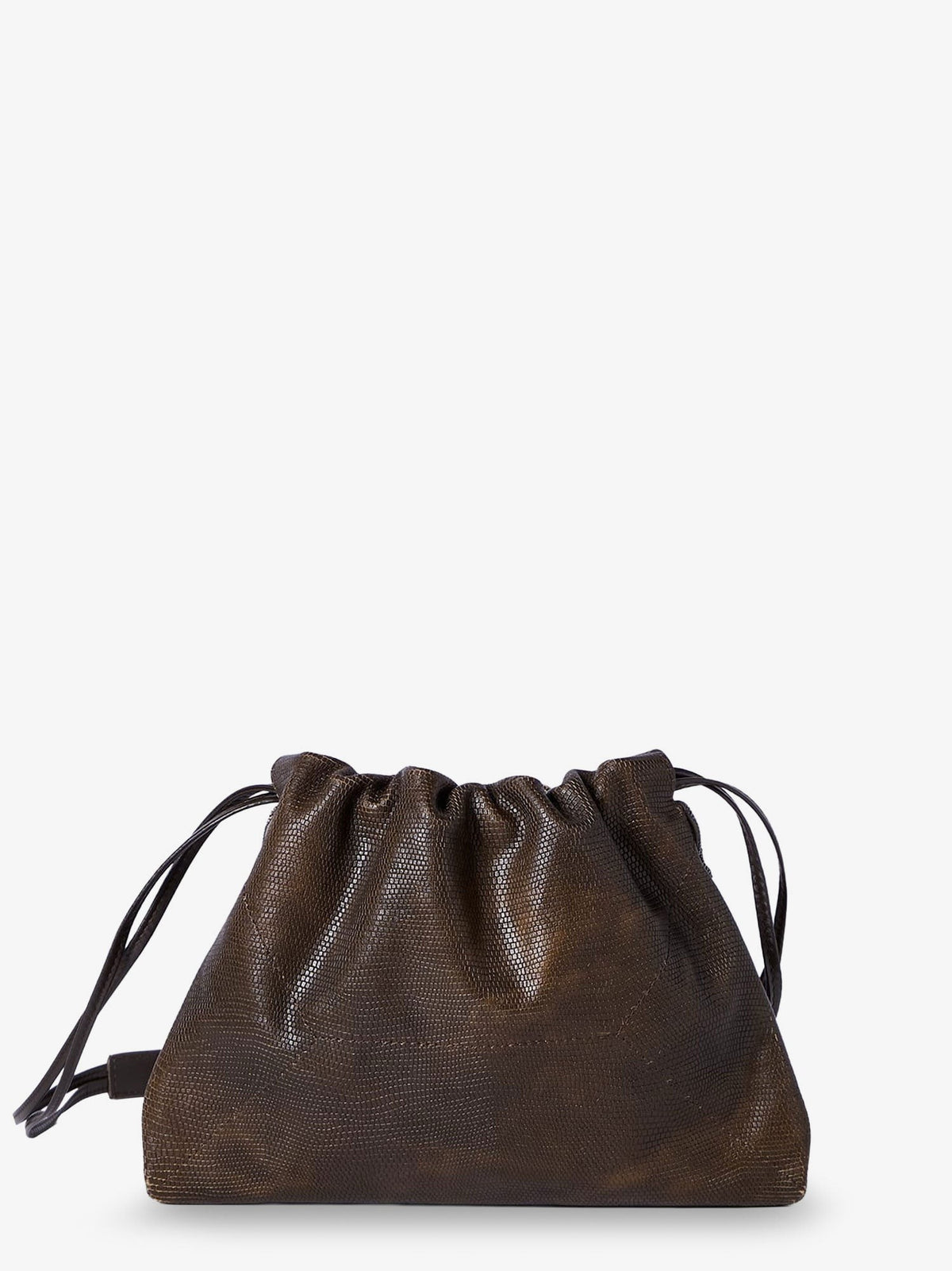 Brunello Cucinelli Women's Reptile Print Leather Crossbody Bag Gold