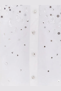 White Retrofete women’s Eugenia shirt with clear and silver rhinestones adorned on blouse fabric