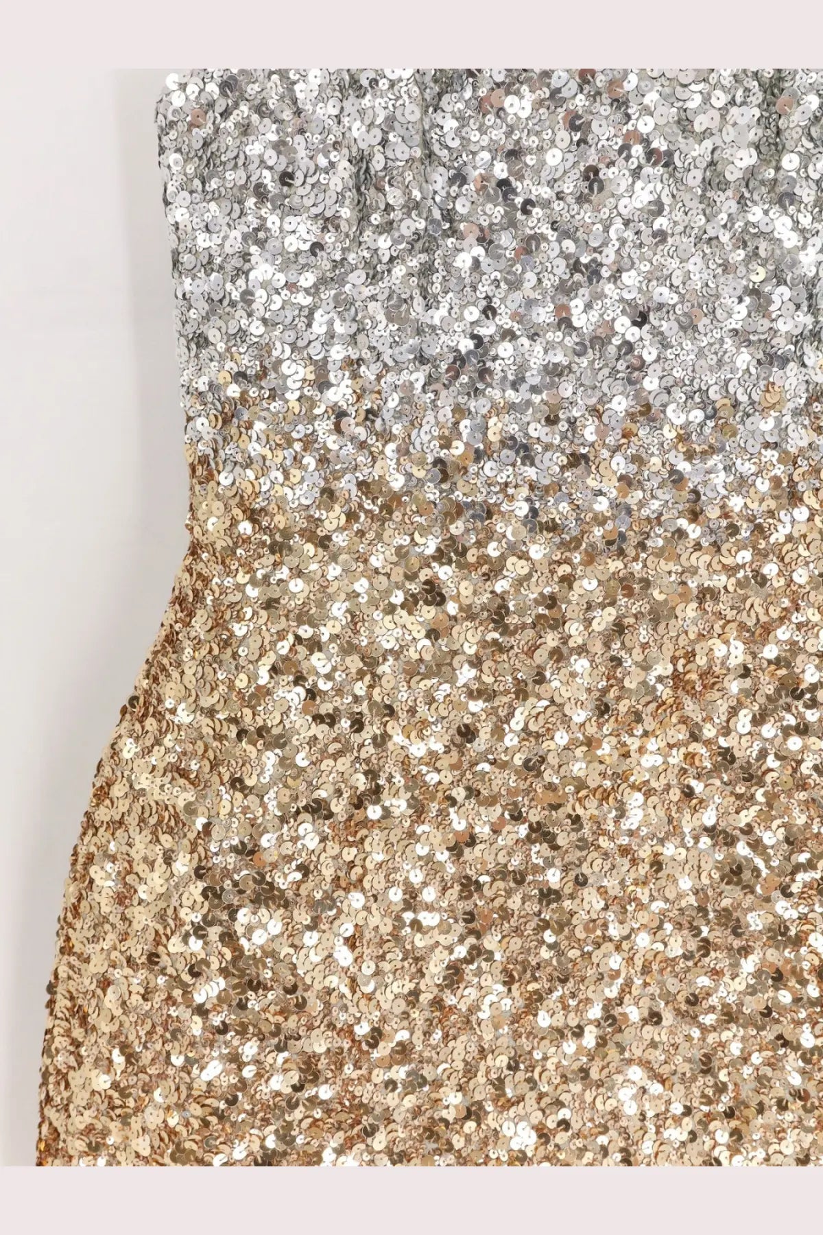 Retrofete women’s Kameron mini dress silver features a shimmering sequined gradient from silver to gold