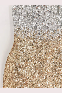 Retrofete women’s Kameron mini dress silver features a shimmering sequined gradient from silver to gold