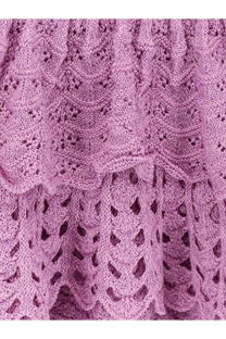 Retrofete women’s lujan mini dress bronze in delicate lavender knitted fabric with intricate lace patterns and scalloped edges