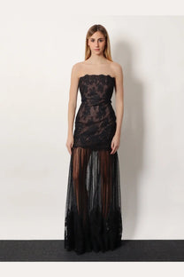 Retrofete Women's Vespera Long Lace Dress Black