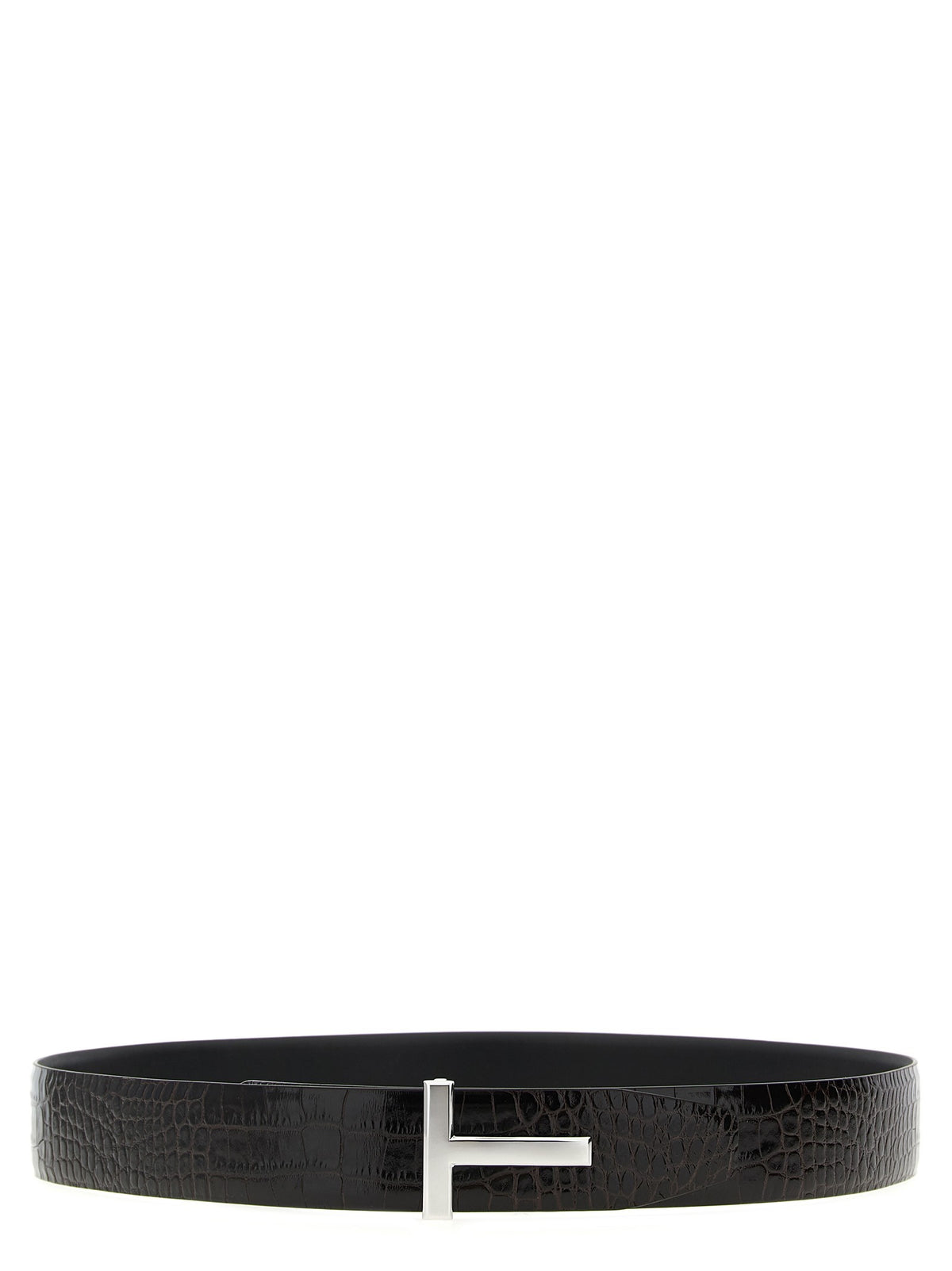 Tom Ford Reversible Crocodile Leather Belt Brown