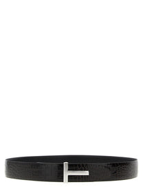 Tom Ford Reversible Crocodile Leather Belt Brown