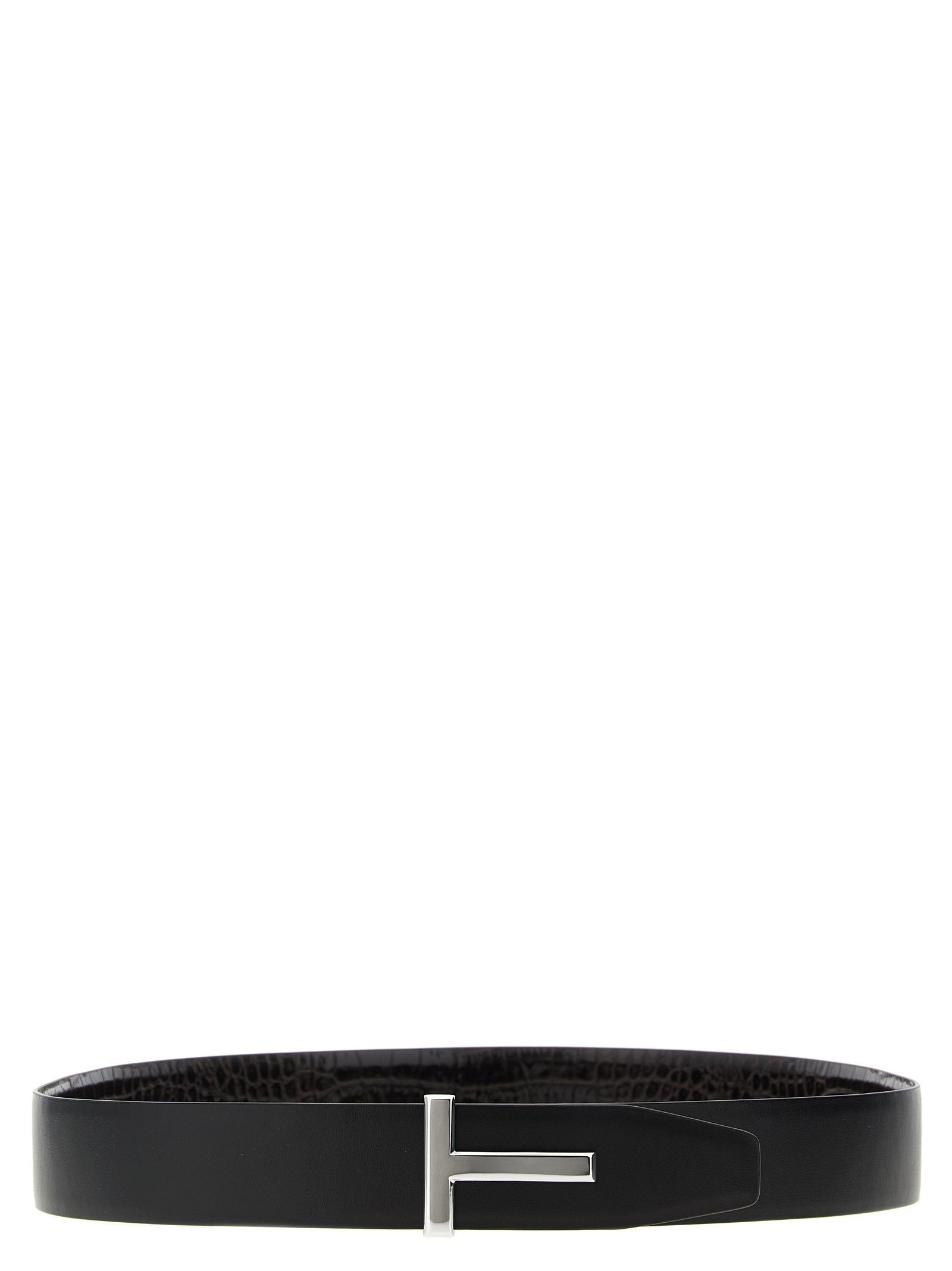 Tom Ford Reversible Crocodile Leather Belt Brown