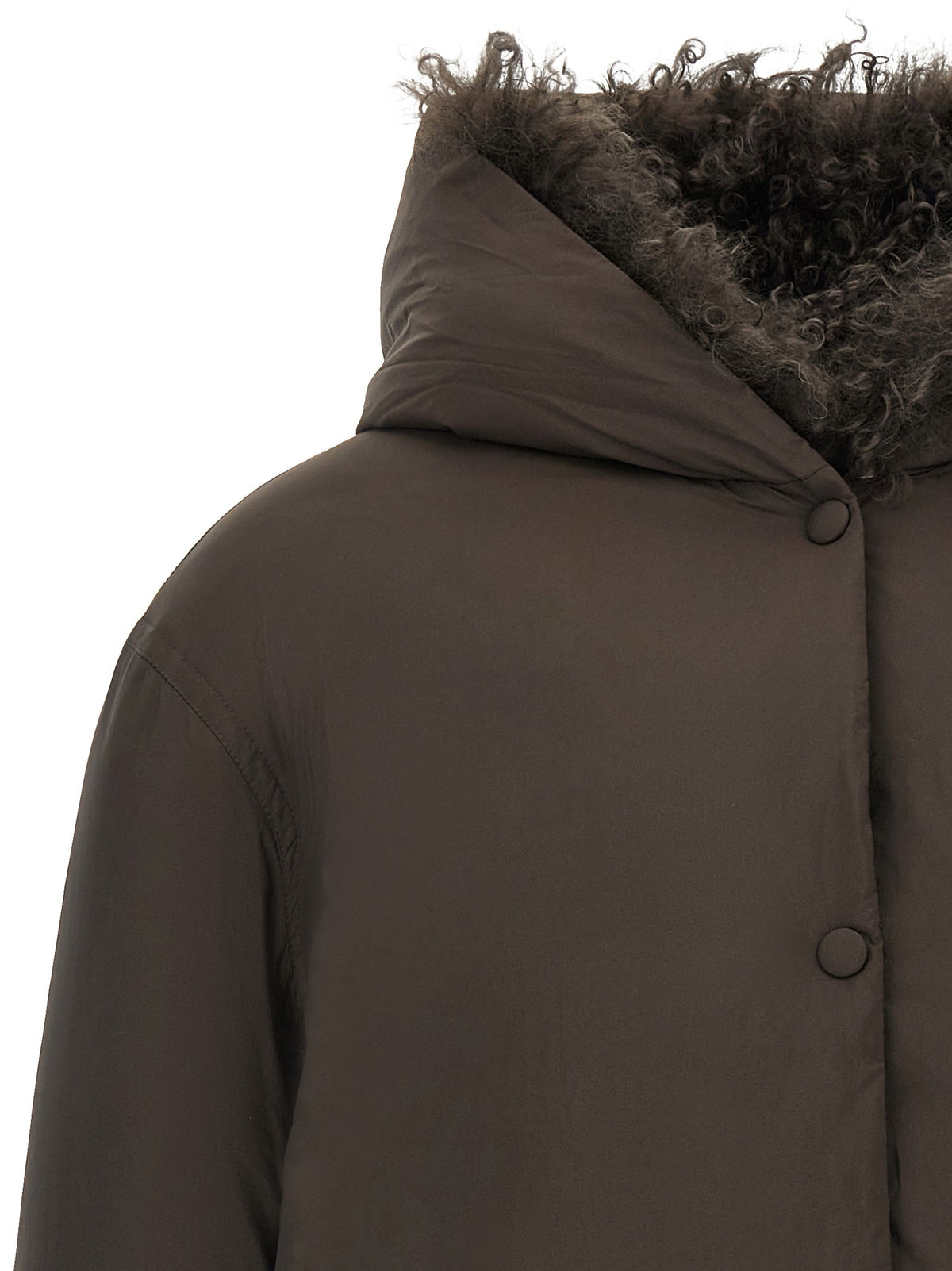 Yves Salomon Army Reversible Fur Down Jacket Brown, view 4