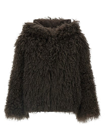 Yves Salomon Army Reversible Fur Down Jacket Brown, view 3