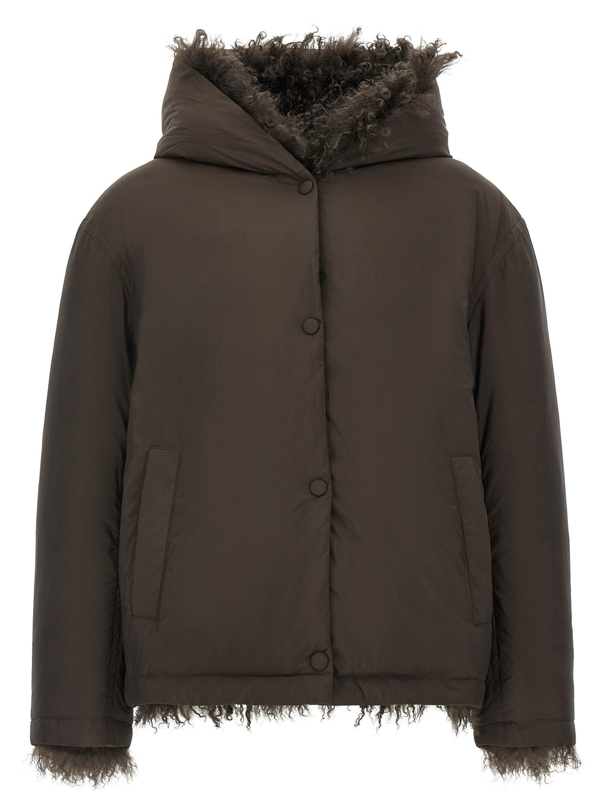 Yves Salomon Army Reversible Fur Down Jacket Brown